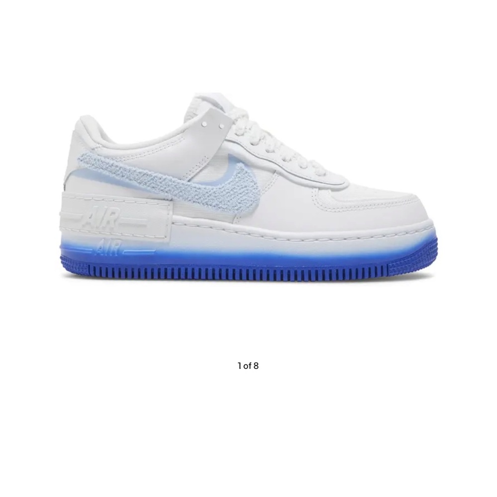 Nike Wmns Air Force 1 Shadow 'Chenille Swoosh - Blue Tint', size 6.5